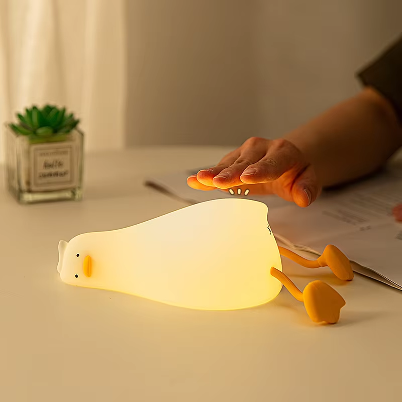 Floating Nightstand With Led Light - ไฟกลางคืน LED รูปเป็ดแบบชาร์จไฟได้ โคมไฟซิลิโคนน่ารักสำหรับเด็ก ตกแต่งห้องนอน ของขวัญวันเกิด