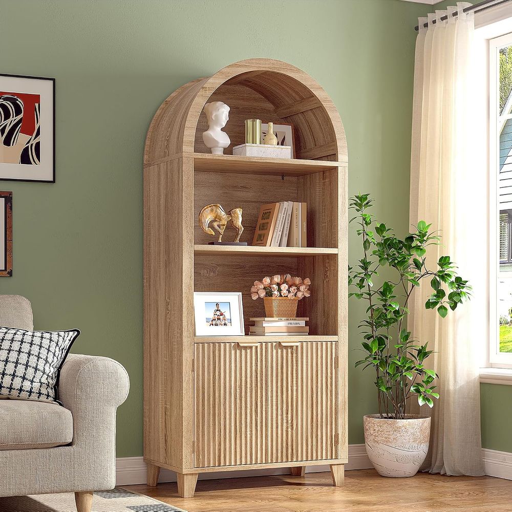 Storage - ตู้เก็บของทรงโค้ง, ชั้นวางของ 5 ชั้น, สีโอ๊คอ่อน |