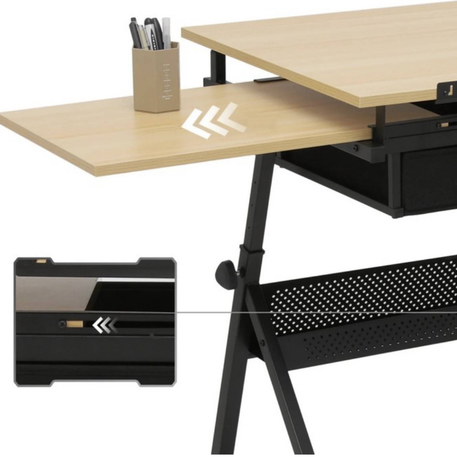 Tables - โต๊ะเขียนแบบอเนกประสงค์พร้อมลิ้นชัก โต๊ะศิลปะพร้อมลิ้นชัก โต๊ะวาดภาพตามหลักสรีรศาสตร์พร้อมที่เก็บของ แข็งแรงทนทาน