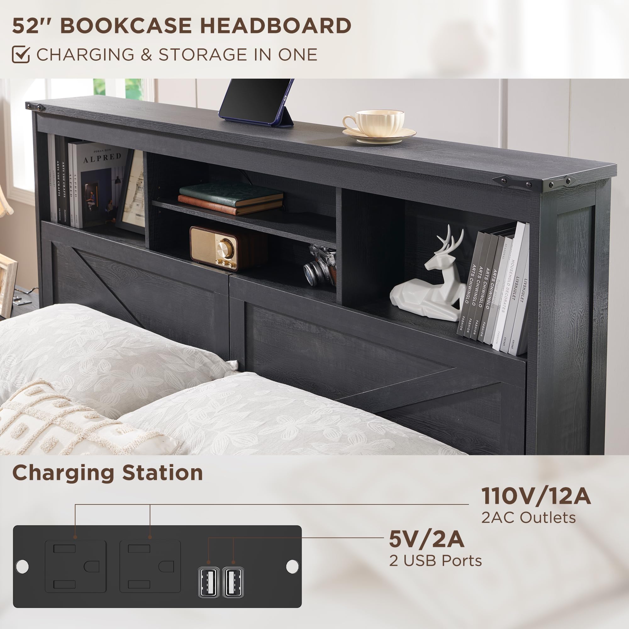 โครงเตียงขนาดคิงไซส์สไตล์ฟาร์ม - King Size Bed Frame With Storage Drawers บทวิจารณ์และราคา