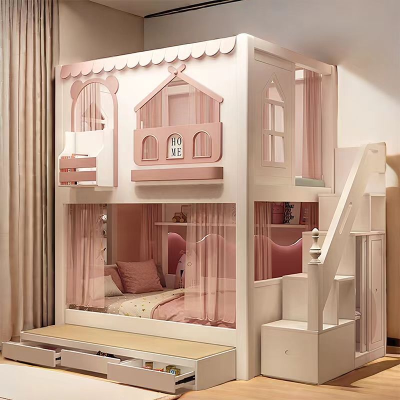 เตียงเด็กผู้หญิงแบบเจ้าหญิงสอง - Bunk Bed With Stairs And Slide บทวิจารณ์และราคา