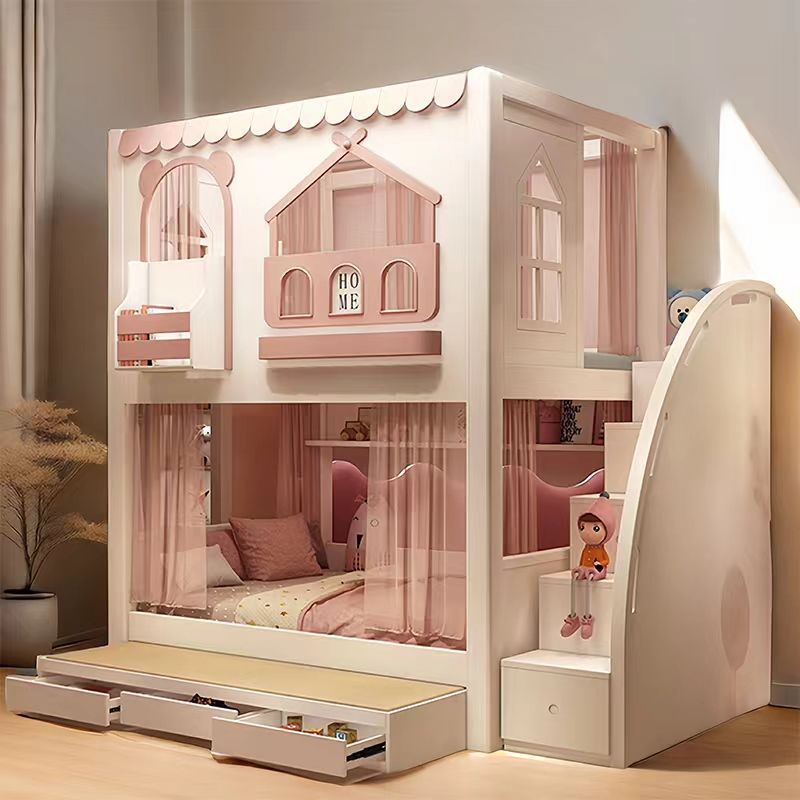 เตียงเด็กผู้หญิงแบบเจ้าหญิงสอง - Bunk Bed With Stairs And Slide บทวิจารณ์และราคา