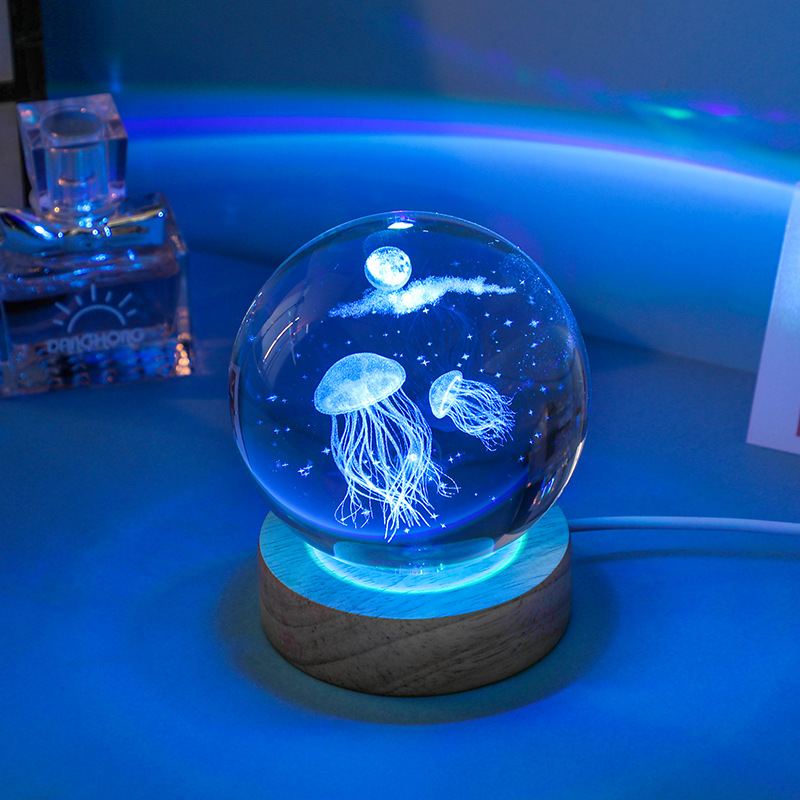 3D แมงกะพรุนเลเซอร์แกะสลักคริส - Floating Nightstand With Led Light บทวิจารณ์และราคา