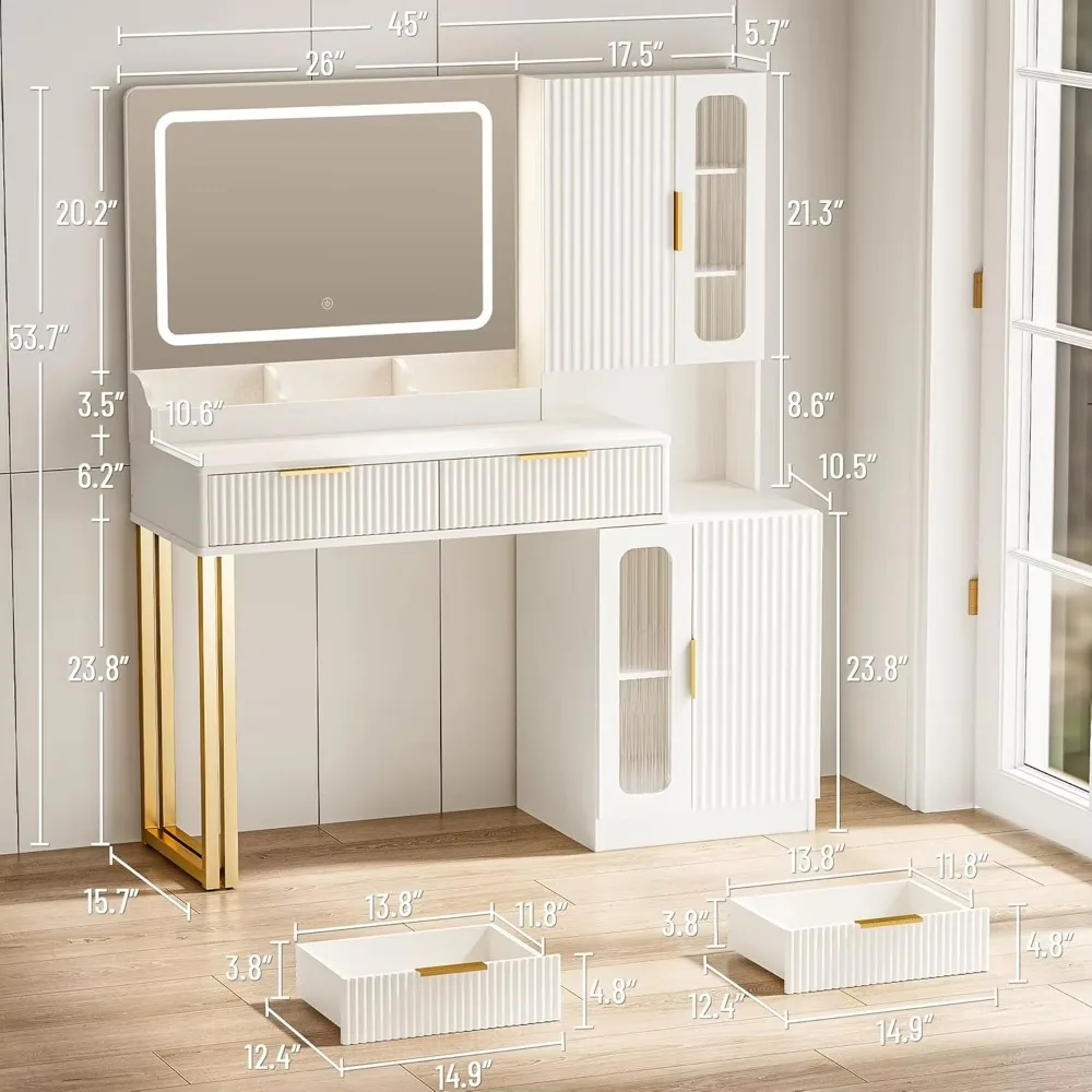 โต๊ะเครื่องแป้งแบบโมเดิร์นขนาด - Dressing Table Vanity With Lighted Mirror บทวิจารณ์และราคา