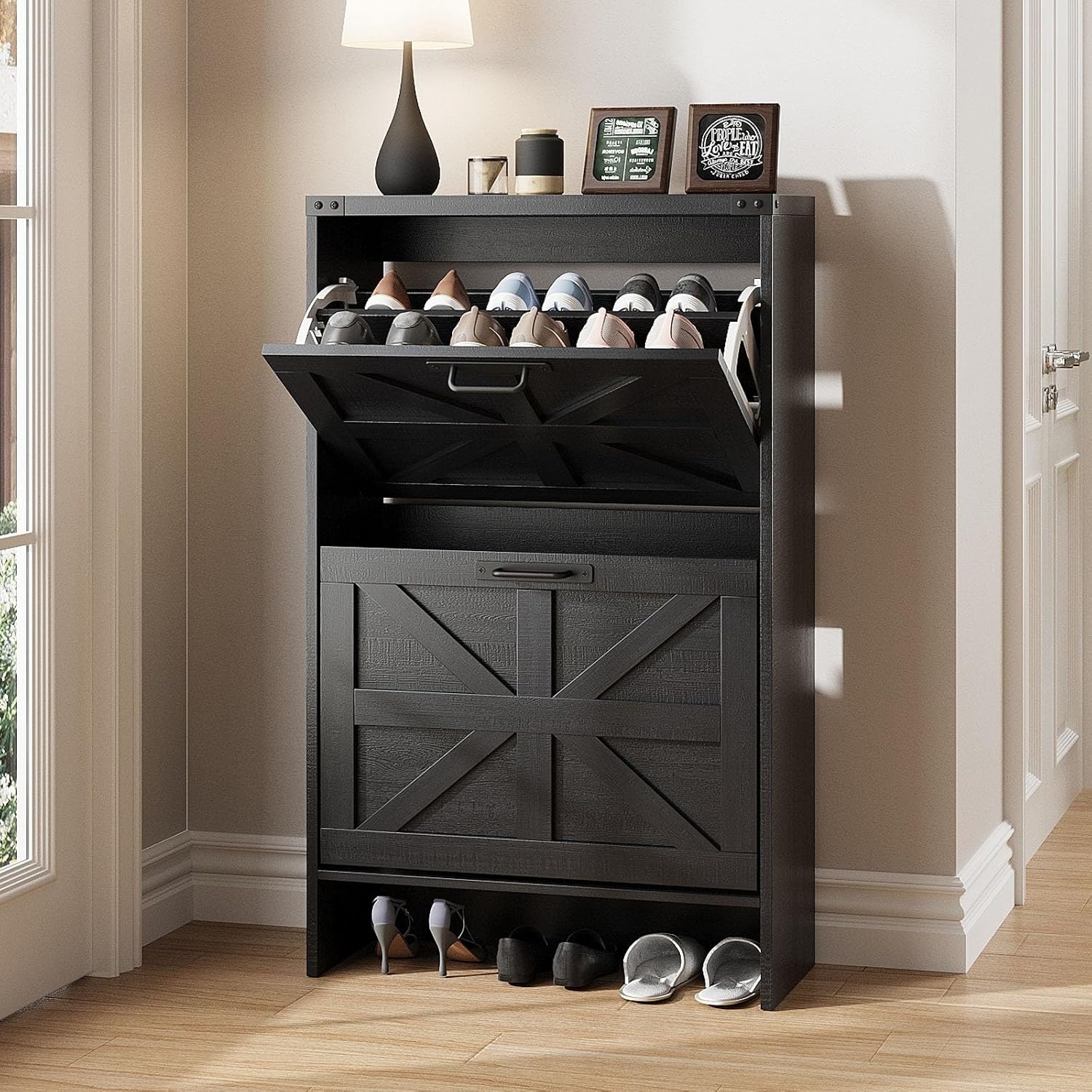 ตู้เก็บรองเท้าทรงเพรียวบางพร้อ - Shoe Rack Cabinet Narrow Entryway บทวิจารณ์และราคา