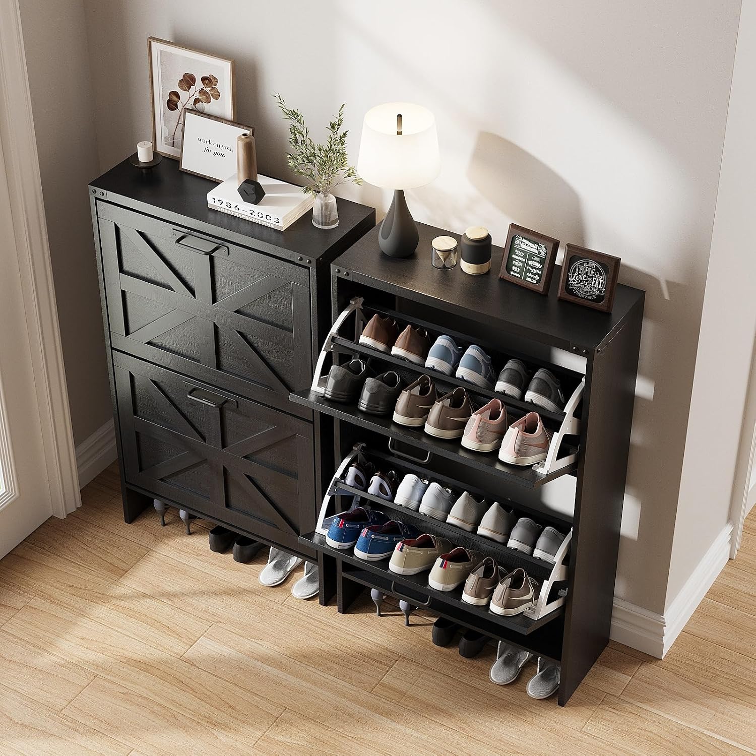 ตู้เก็บรองเท้าทรงเพรียวบางพร้อ - Shoe Rack Cabinet Narrow Entryway บทวิจารณ์และราคา