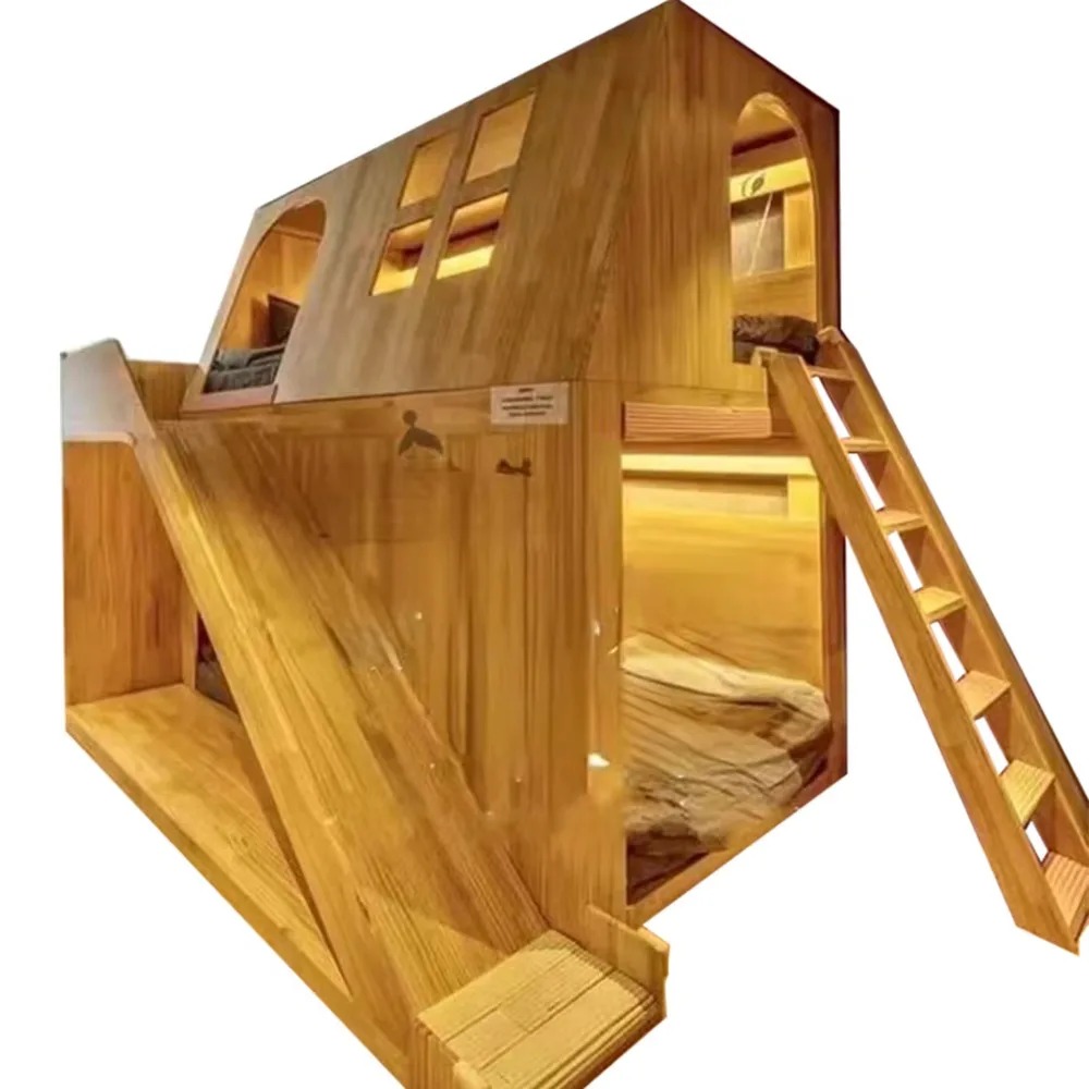 เตียงสองชั้นทรงบ้านต้นไม้สำหรั - Bunk Bed With Stairs And Slide บทวิจารณ์และราคา