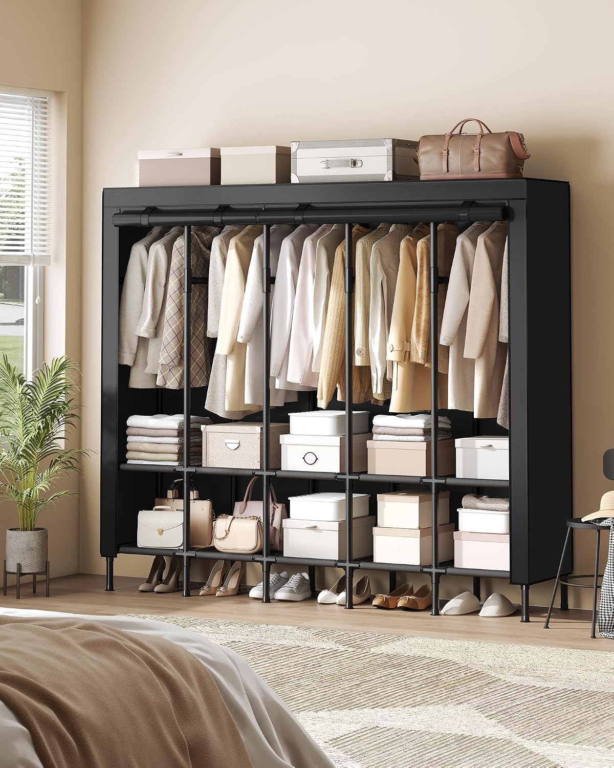 ตู้เสื้อผ้าแบบพกพาขนาด 83.5 นิ - Wardrobe Closet Portable Fabric Cover บทวิจารณ์และราคา